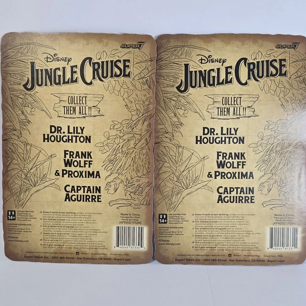 DISNEY JUNGLE CRUISE REACTION FIGURE LOT OF 2 LILY & FRANK SUPER 7